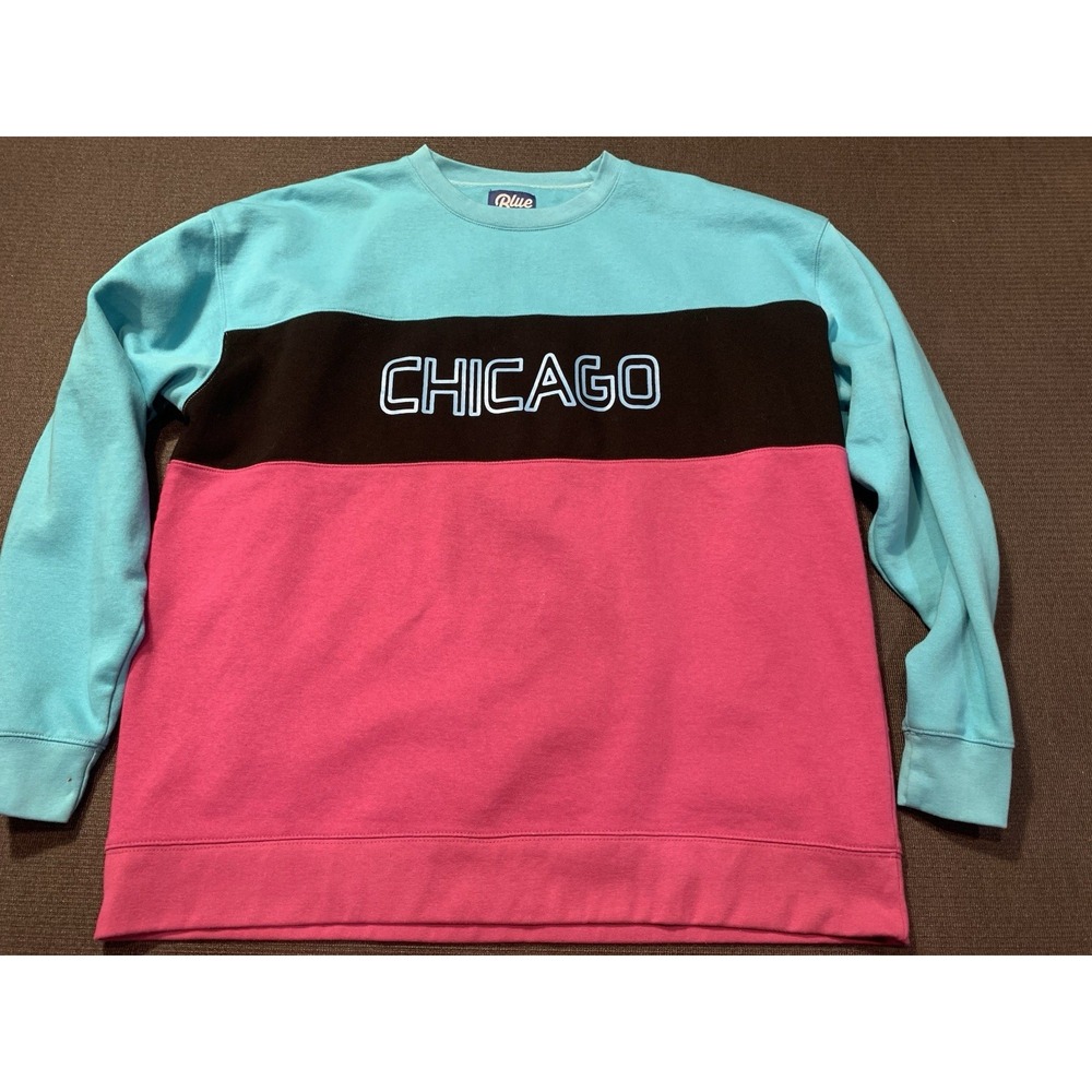 Chicago Blue 84 Blue Purple Black Retro Colorblock Crewneck‎ Sweatshirt 2XL